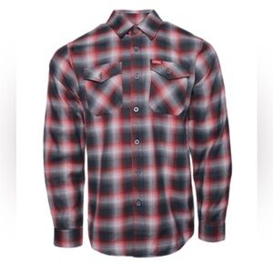 Red and Black Casual Button Down Shirt with Plaid Design